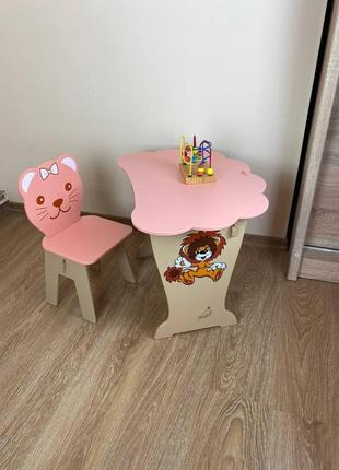 Стол парта и стульчик для учебы, рисования, игры детский комплект столик и стульчик4 фото