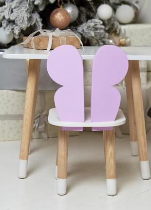Комплект набор столик и стульчик детский фиолетовый бабочка с белым сидением. белый детский столик8 фото