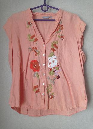 Блуза льон, колір блідно-кораловий, розмір 50-52