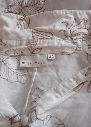 Рубашка с вышитыми цветами, лен, цвет белый, размер 52-544 фото