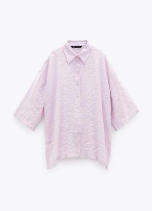 Сорочка, рубашка оверсайз. нежная розовая, сиреневая  легкая рубашка zara2 фото