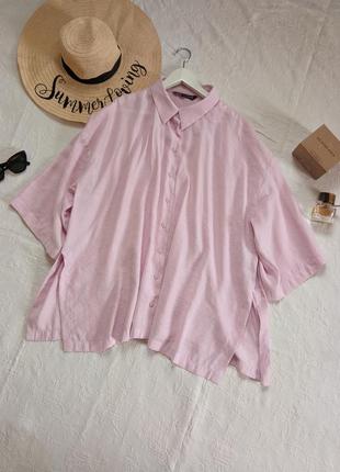 Сорочка, рубашка оверсайз. нежная розовая, сиреневая  легкая рубашка zara3 фото