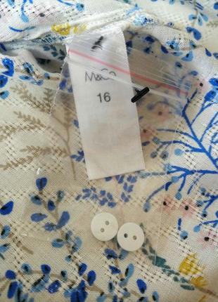 Натуральна сорочка рубашка блуза блузка квіти квітковий принт оверсайз бренд spirit m&co, р.1410 фото