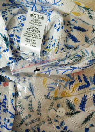 Натуральна сорочка рубашка блуза блузка квіти квітковий принт оверсайз бренд spirit m&co, р.1410 фото