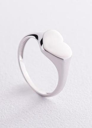Кольцо "сердечко" в белом золоте (возможна 
гравировка) к075721 фото