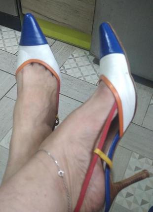 Шикарные натуральные кожаные летние босоножки туфли подошва кожа 40р италия