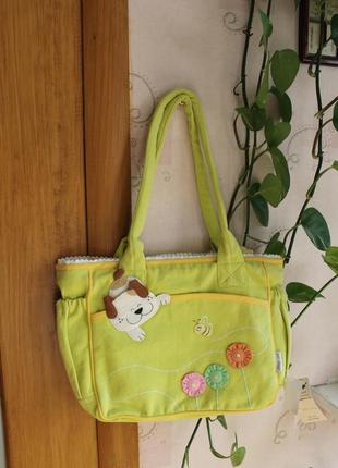 Салатовая сумка-корзинка с собачкой1 фото