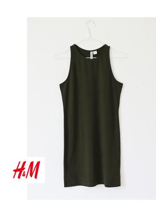 Темно-зелена міні сукня h&m. плаття по фігурі.