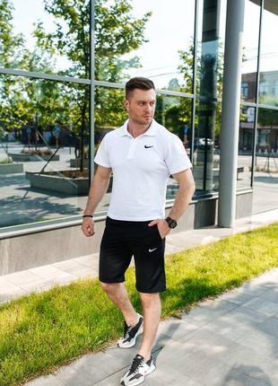 Літній чоловічий спортивний костюм комплект футболка поло і шорти nike