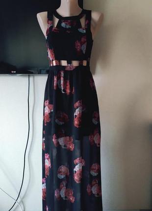 Черное шифоновое платье h&m