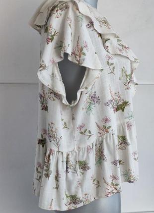 Блуза зі змішаної лляної тканини primark з квітковим принтом2 фото
