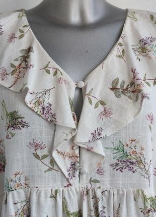 Блуза зі змішаної лляної тканини primark з квітковим принтом6 фото