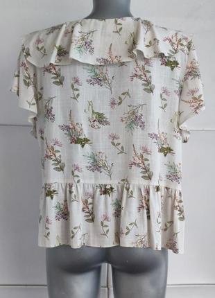 Блуза зі змішаної лляної тканини primark з квітковим принтом9 фото