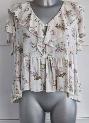 Блуза зі змішаної лляної тканини primark з квітковим принтом8 фото