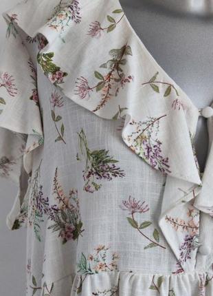 Блуза зі змішаної лляної тканини primark з квітковим принтом5 фото