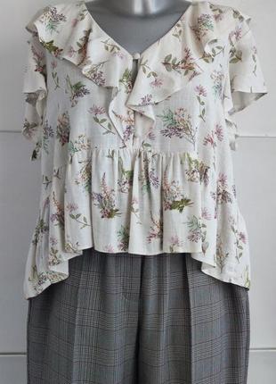 Блуза зі змішаної лляної тканини primark з квітковим принтом4 фото