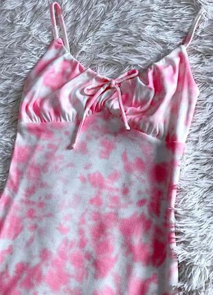 Нежное платье в рубчик primark с розовыми вставками2 фото