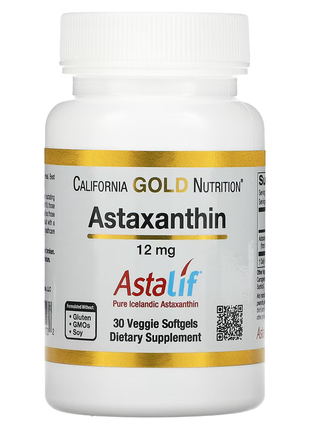 California gold nutrition, астаксантин, чистий ісландський продукт astalif, 12 мг, 30 капсул