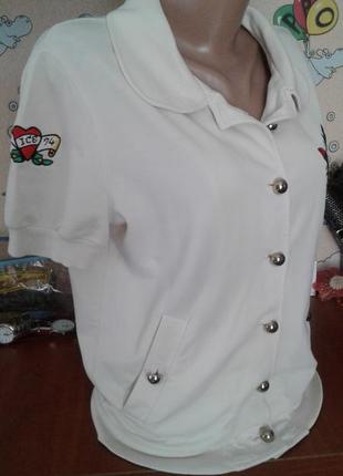 Iceberg болгария брендовая трикотажная блуза-рубашка с вышивкой м-л3 фото