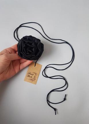 Чокер квітка троянда на шию роза чорна, 7 см4 фото