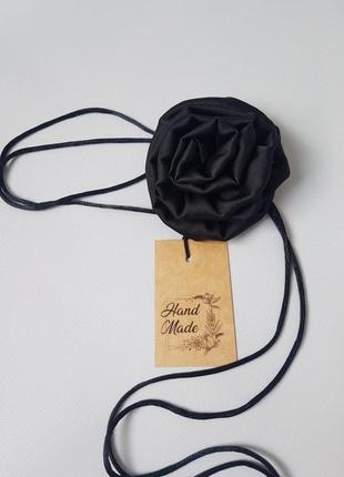 Чокер квітка троянда на шию роза чорна, 7 см2 фото