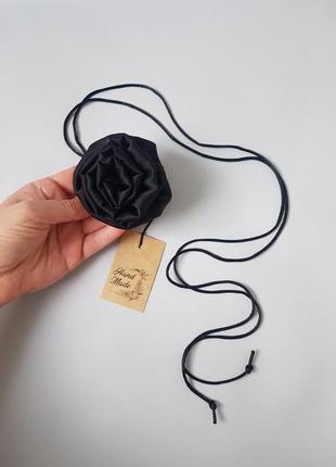 Чокер квітка троянда на шию роза чорна, 7 см3 фото