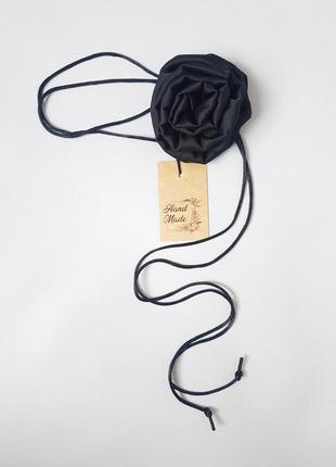 Чокер квітка троянда на шию роза чорна, 7 см5 фото