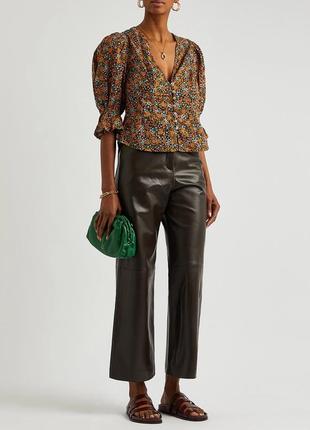 Нова блузка з пишними рукавами free people р.l в квітковий принт, преміум