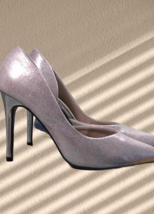 Серые серебро туфли лодочки на каблуке vero moda размер 39 срібло каблук 9 см1 фото