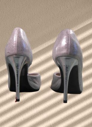 Серые серебро туфли лодочки на каблуке vero moda размер 39 срібло каблук 9 см3 фото