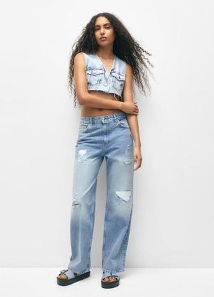 Джинсы трубы баллоны pull and bear wide leg medium shot(р.38)