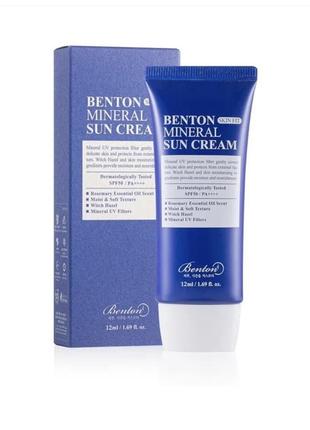 Сонцезахисний крем на мінеральній основі benton skin fit mineral sun cream spf50/pa++++ 12 мл