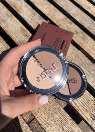 Бронзатор і хайлайтер для контурингу обличчя topface instyle contour&amp;highlighter bronzing powder3 фото