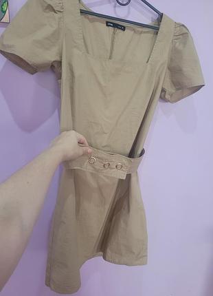 Нюдовое платье коттон sinsay s-m