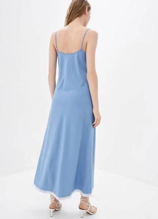 Классное голубое платье из софта в сочетании с кружевом. платье софт голубое, последнее.2 фото