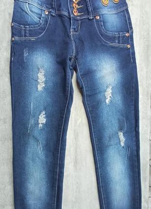 Сині джинси з підтяжками4 фото