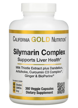California gold nutrition, силімариновий комплекс, для здоров'я печінки, 360 шт.1 фото