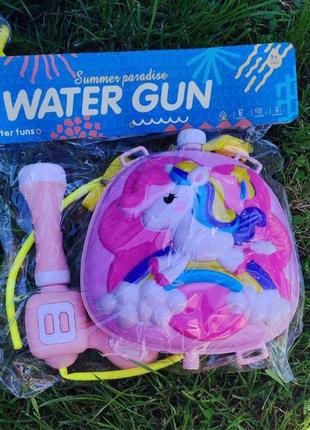 Дитячий водяний пістолет, водяний рюкзак дитячий єдиноріг1 фото
