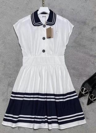 Платье в морском стиле, сатиновое, морячка
