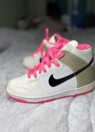 Кроссовки кожа натуральная высокие nike dunk оригинал4 фото