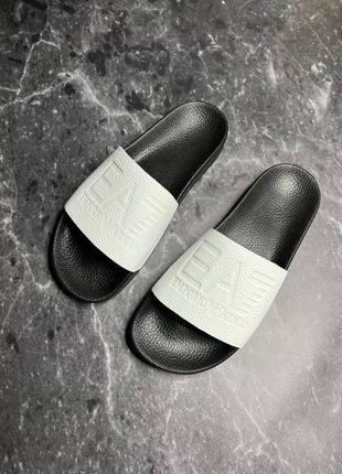 Стильні чорно-білі чоловічі шльопанці,сланці джордан  jordan шкіряні/шкіра-чоловіче взуття на літо9 фото