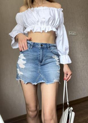 Джинсовая юбка летняя короткая hollister1 фото