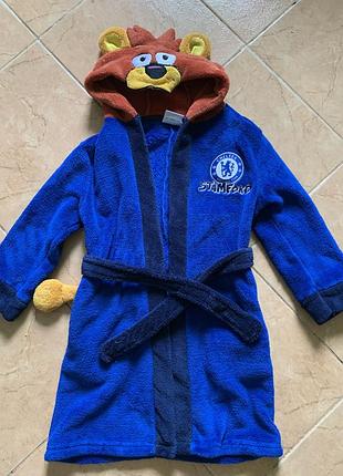 Халат банный детский с хвостиком, капюшон, chelsea, челси футбол