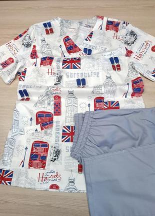 Женская  медицинская блуза 42-56 р в стиле лондон с хлопка3 фото