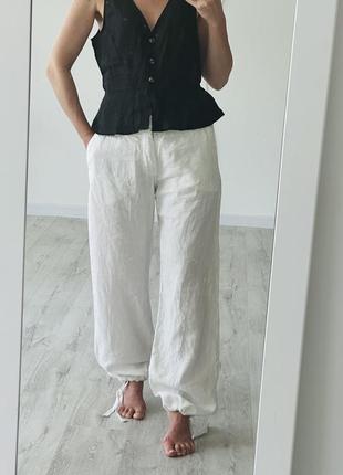 Брюки штани льон лляні льняні zara moulantes h&m6 фото