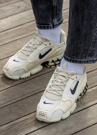 Женские кроссовки nike air zoom spiridon cage 2 stussy beige #найк4 фото