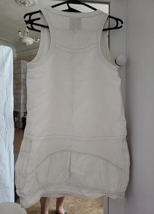 Платье сарафан лён льняное нюанс белое натуральная ткань платье-майка рубашка8 фото