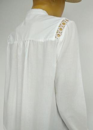 Gap натуральная белая базовая оверсайз рубашка блуза с кружевом s xs m7 фото