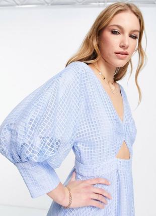 Платье миди из органзы в клетку с пышными рукавами asos7 фото