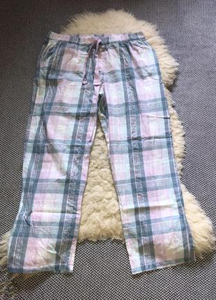 Домашние пижамные штаны батал большой размер натуральные хлопковые хлопок клетчатые клетка1 фото